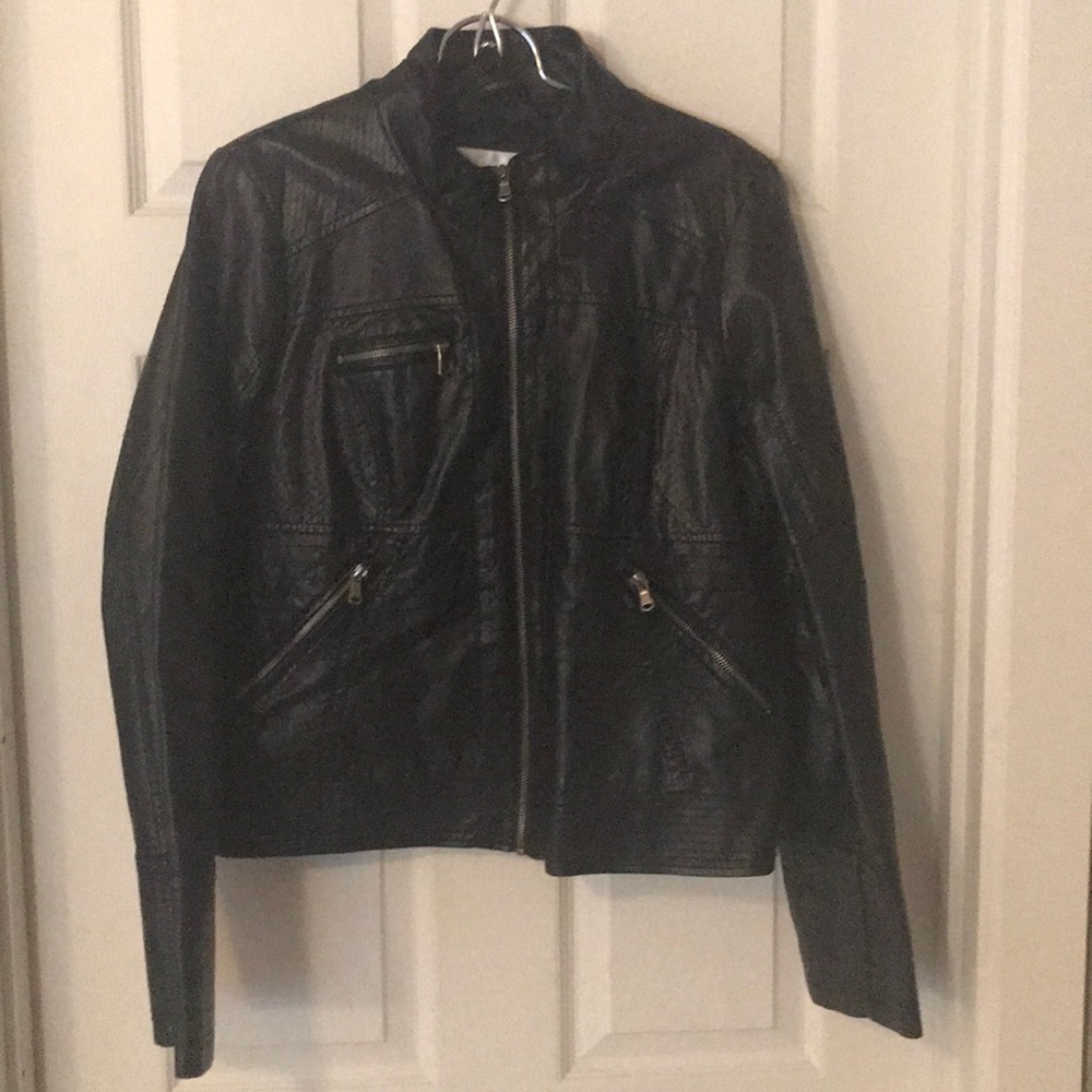 XXL black faux leather jacket